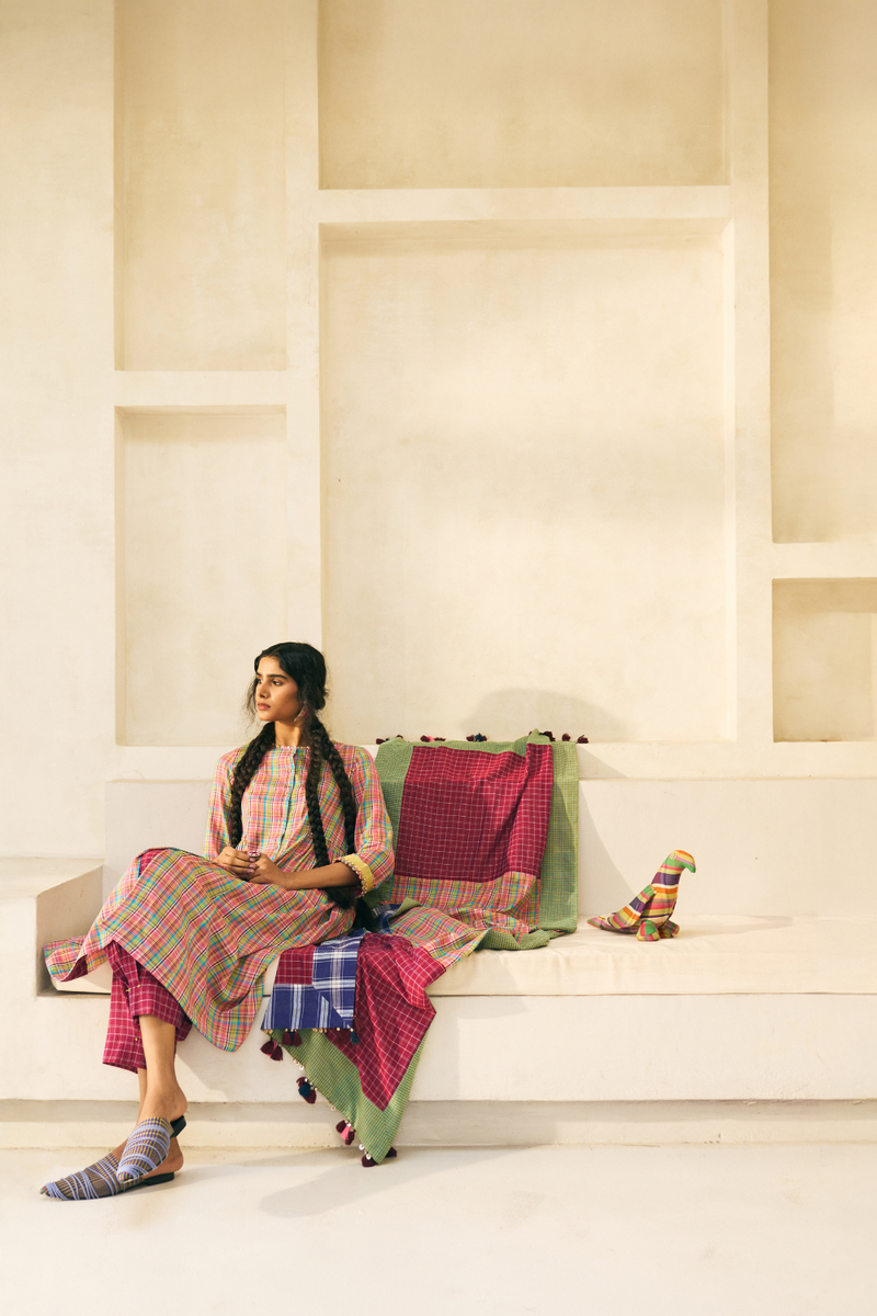 Aura Stole cotton by SWATTI KAPOOR in green color for women in Singapore