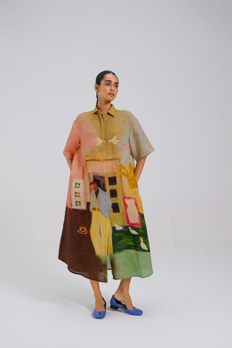 AVA DRESS - MORNING COFFEE all linen by CORD for women in Singapore
