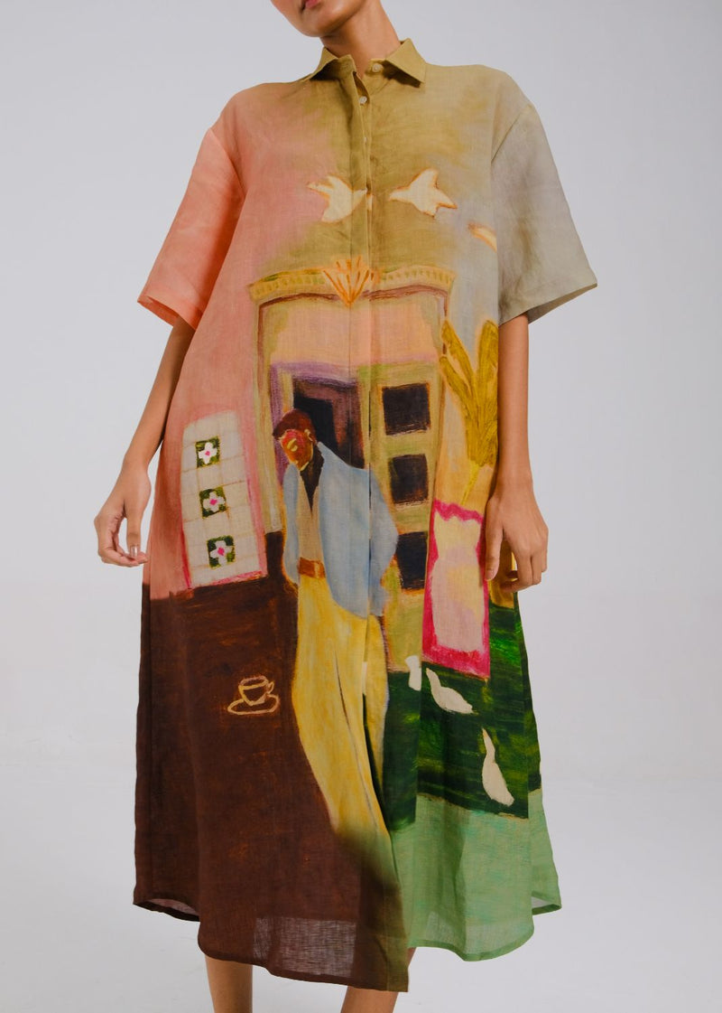 AVA DRESS - MORNING COFFEE all linen by CORD for women in Singapore