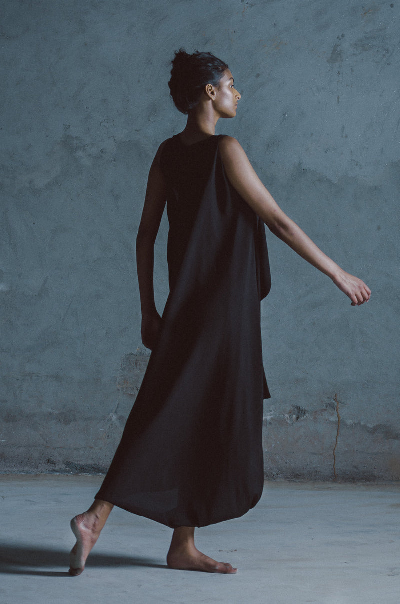 AVASA DRAPE DRESS silk Buy AVASA DRAPE DRESS from C&W | Dresses for Women by Ituvana in black color for women in Singapore