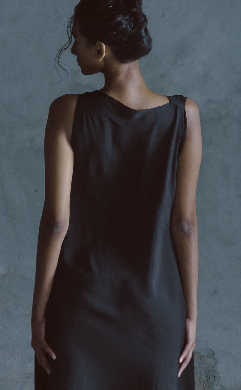 AVASA DRAPE DRESS silk Buy AVASA DRAPE DRESS from C&W | Dresses for Women by Ituvana in black color for women in Singapore