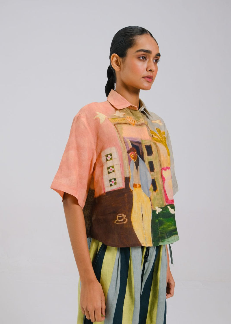 AVA SHIRT - MORNING COFFEE all linen by CORD for women in Singapore