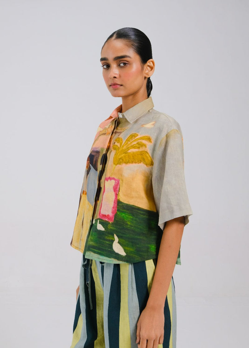 AVA SHIRT - MORNING COFFEE all linen by CORD for women in Singapore