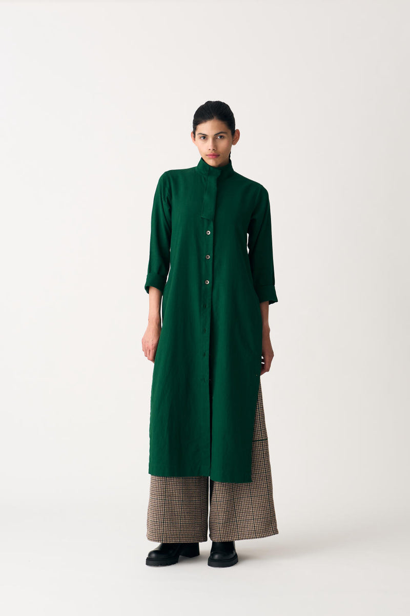 FLAP PLACKET TUNIC - EMERALD cotton by THREE in green color for women in Singapore