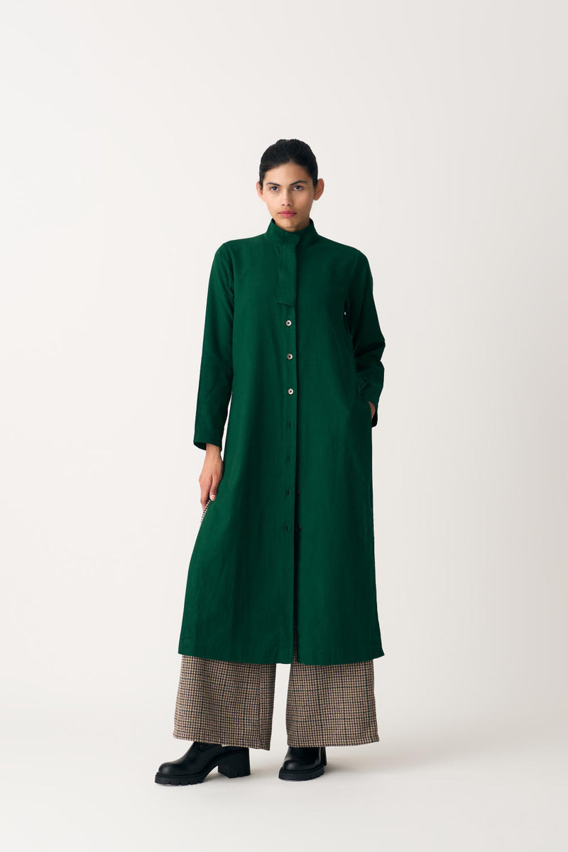 FLAP PLACKET TUNIC - EMERALD cotton by THREE in green color for women in Singapore