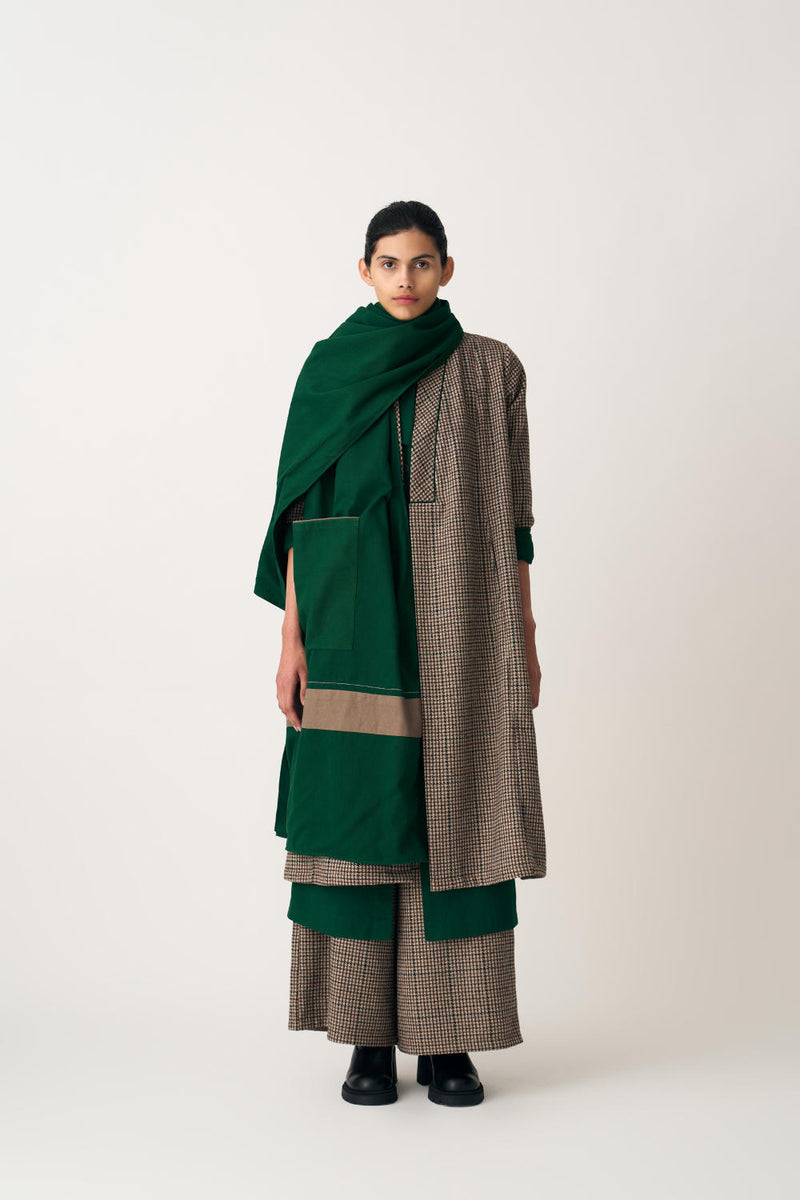 PATCH POCKET SCARF - EMERALD GREEN cotton by THREE in green color for women in Singapore