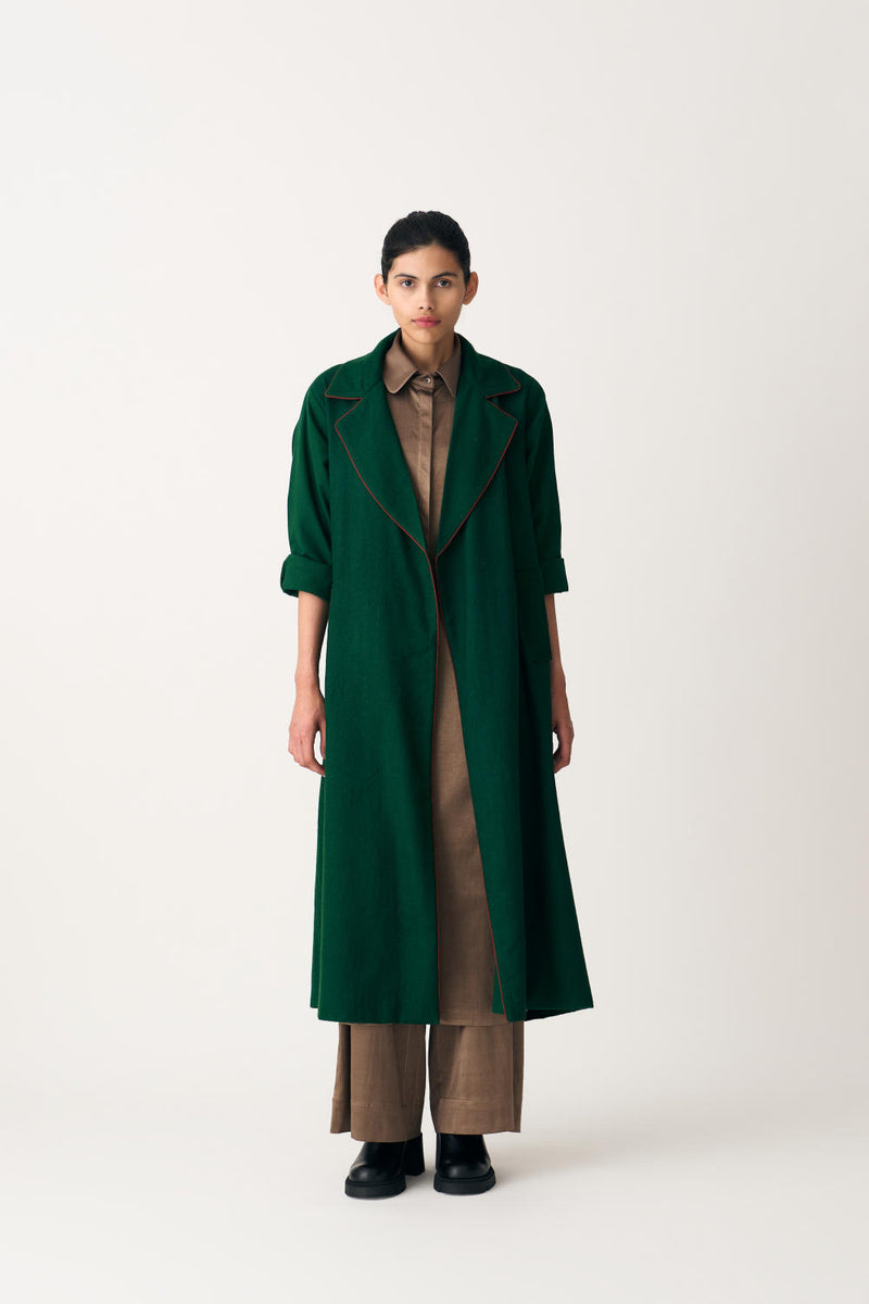 EVERYDAY U-HEM SHIRT - UMBER satin by THREE in brown color for women in Singapore