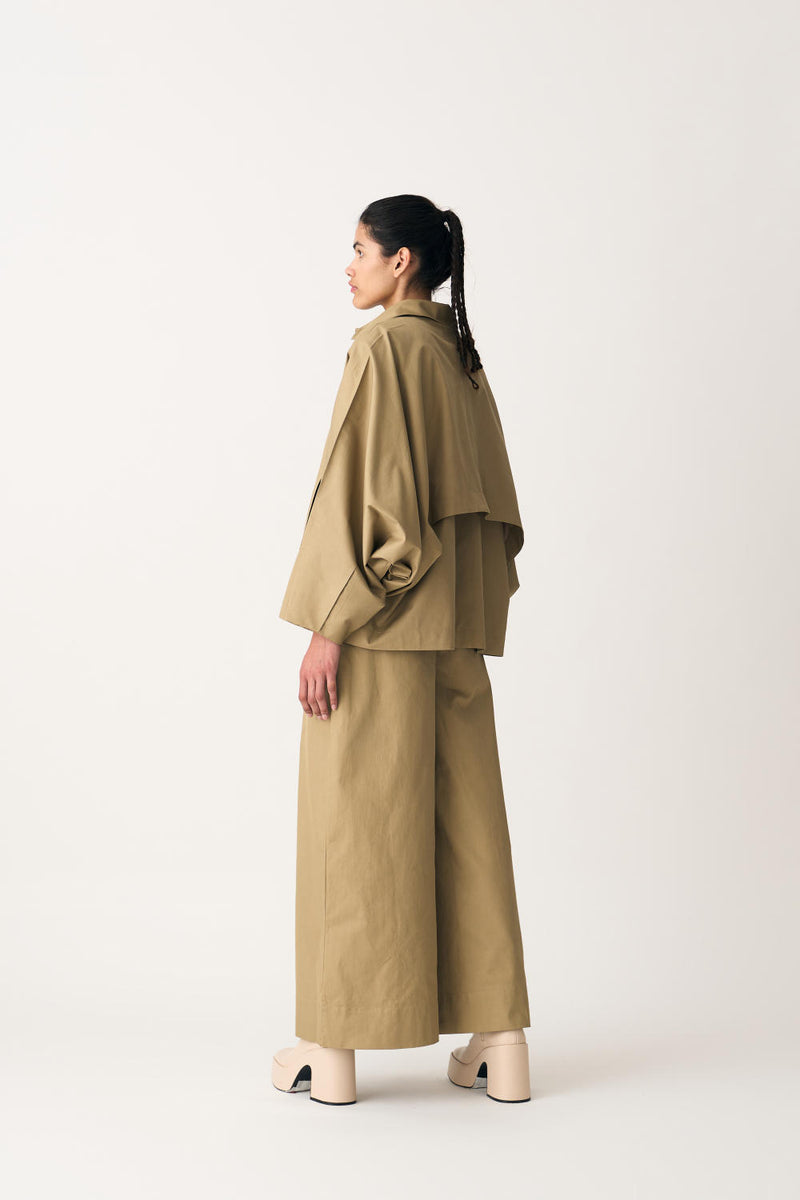 BAT SLEEVE JACKET CO-ORD - AUTUMN SAGE (SET OF 2) by THREE in beige color for women in Singapore