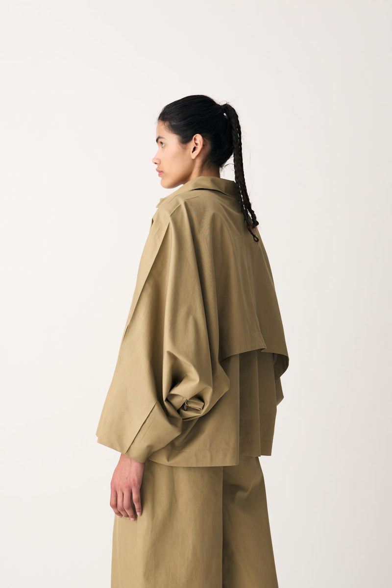 BAT SLEEVE JACKET CO-ORD - AUTUMN SAGE (SET OF 2) by THREE in beige color for women in Singapore