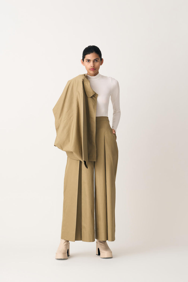 BAT SLEEVE JACKET CO-ORD - AUTUMN SAGE (SET OF 2) by THREE in beige color for women in Singapore