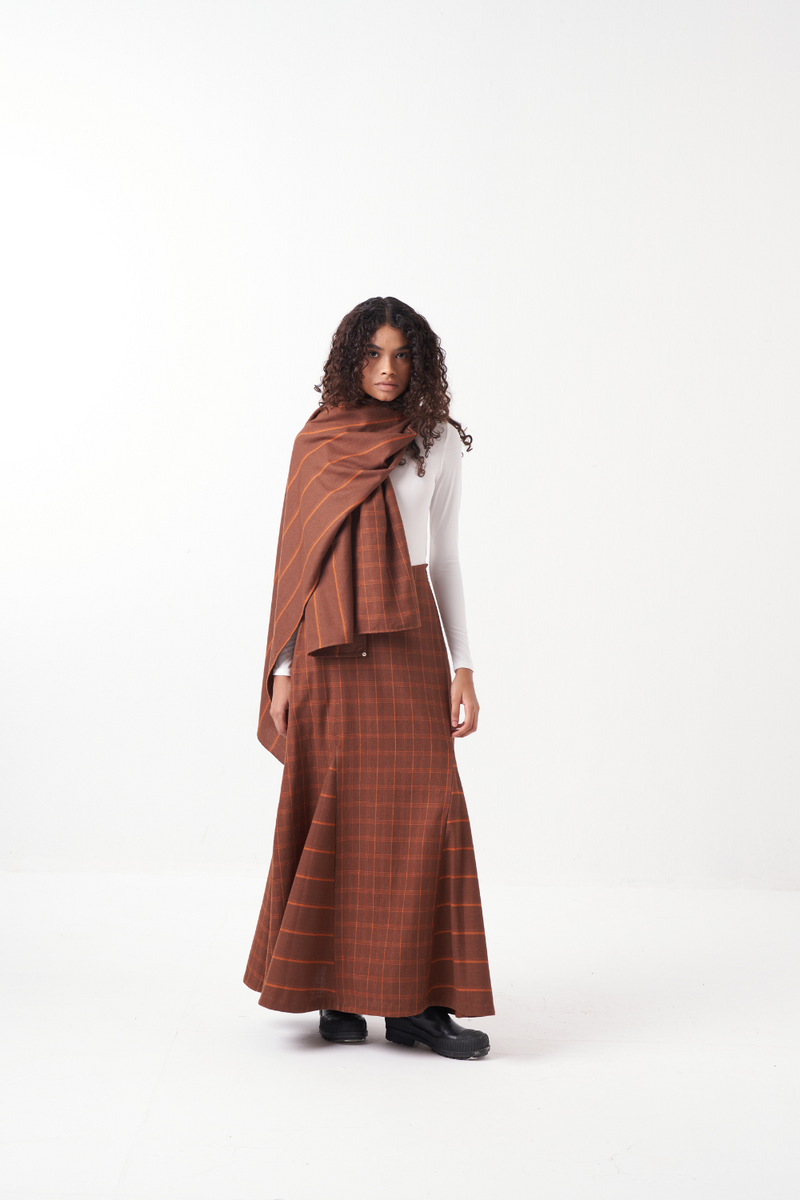 DRAWSTRING TOP CO-ORD (SET OF 2)-CHOCOLATE BROWN by THREE in brown color for women in Singapore