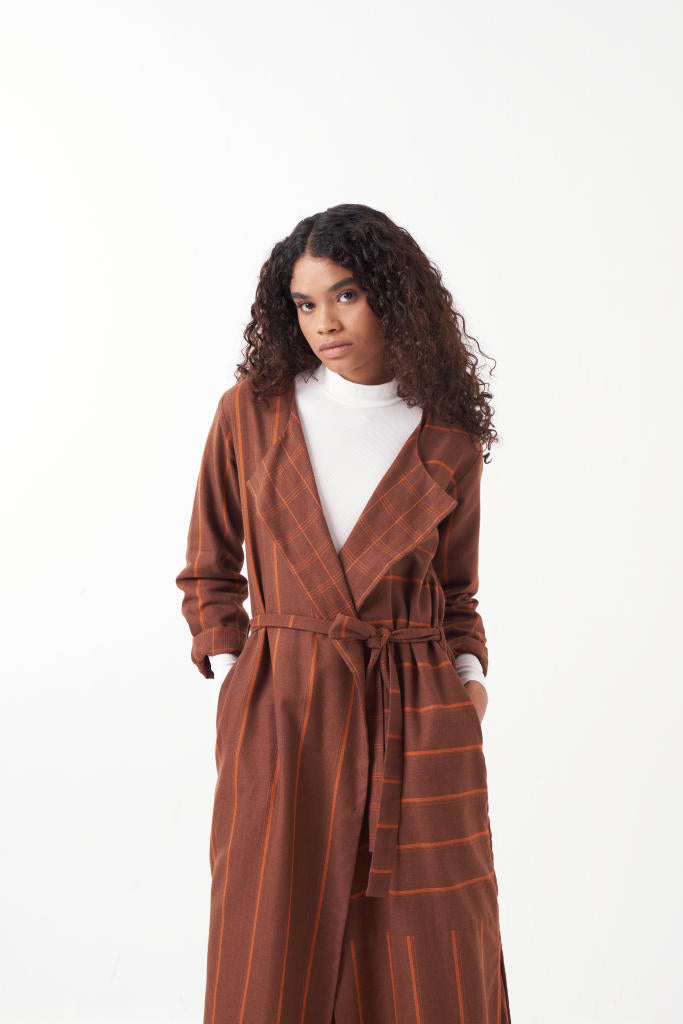 REVERSIBLE JACKET CO-ORD (SET OF 2)-CHOCOLATE BROWN by THREE in brown color for women in Singapore