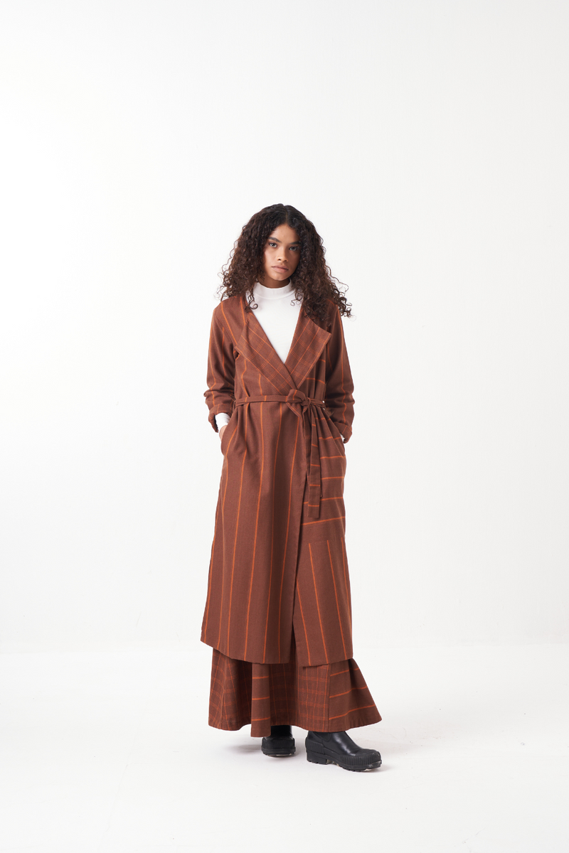 REVERSIBLE JACKET CO-ORD (SET OF 3)-CHOCOLATE BROWN by THREE in brown color for women in Singapore