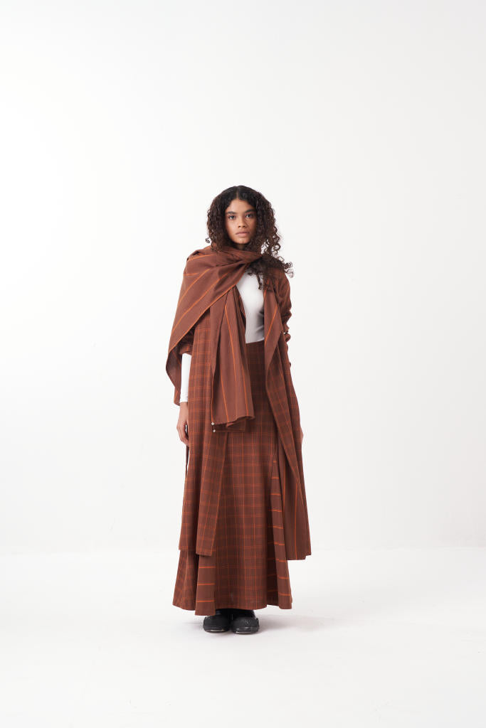 REVERSIBLE JACKET CO-ORD (SET OF 3)-CHOCOLATE BROWN by THREE in brown color for women in Singapore