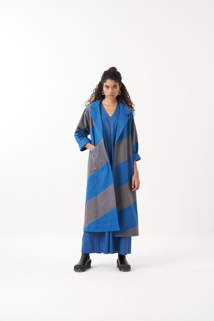 SQUARE ARMHOLE DRESS-ELECTRIC BLUE poplin by THREE in blue color for women in Singapore