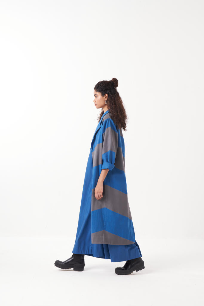 SQUARE ARMHOLE DRESS-ELECTRIC BLUE poplin by THREE in blue color for women in Singapore