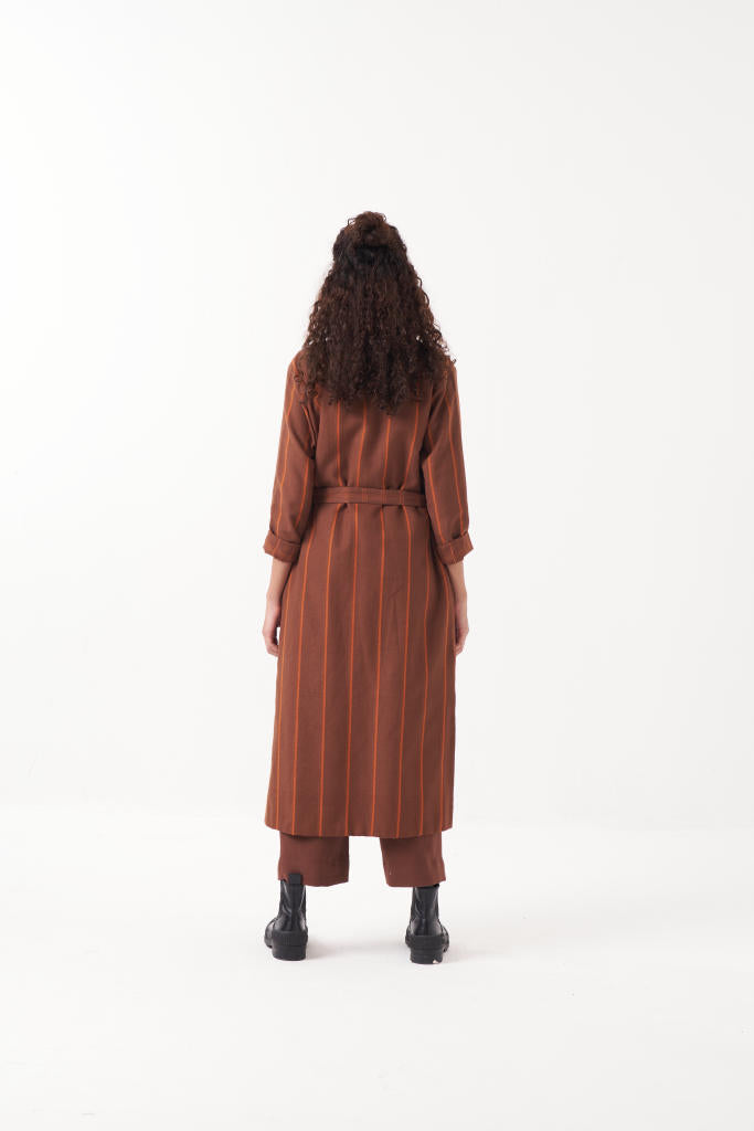 REVERSIBLE OVERLAY CO-ORD (SET OF 3)-CHOCOLATE BROWN by THREE in brown color for women in Singapore