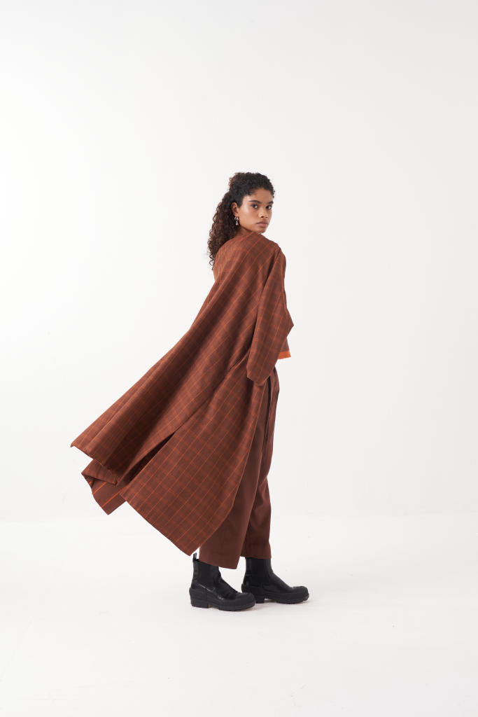 REVERSIBLE OVERLAY CO-ORD (SET OF 3)-CHOCOLATE BROWN by THREE in brown color for women in Singapore