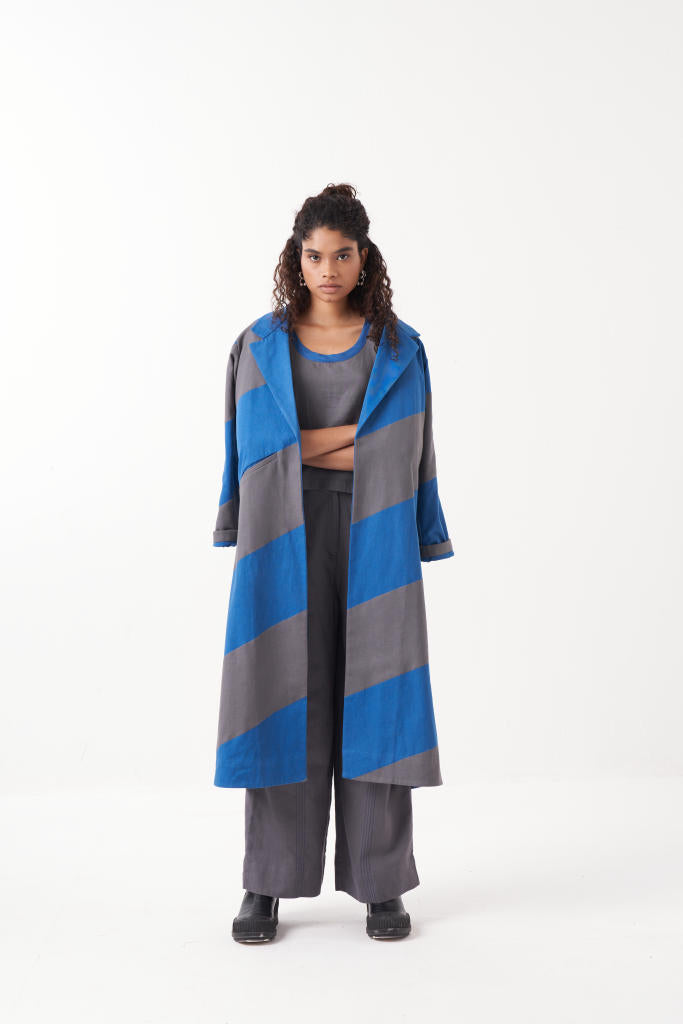 ROUND NECK TOP & BOTTOM-GREY by THREE in grey color for women in Singapore