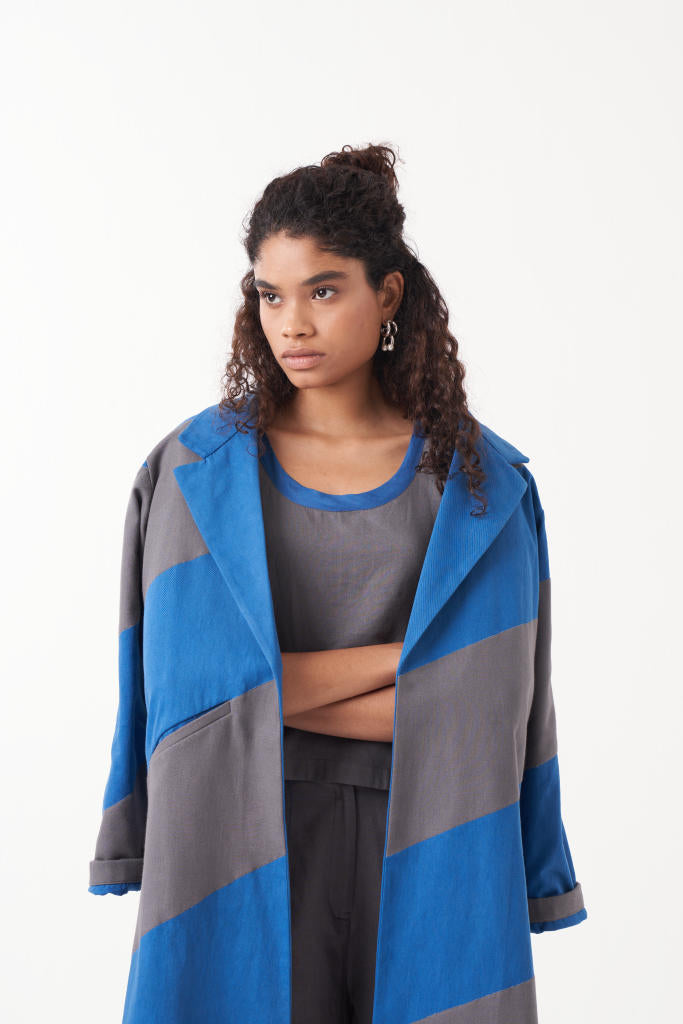 ROUND NECK TOP & BOTTOM-GREY by THREE in grey color for women in Singapore