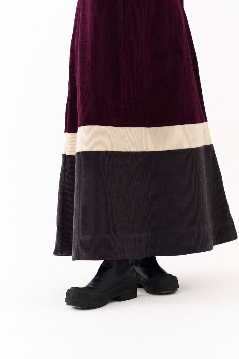 TURTLE NECK DRESS-WINE corduroy by THREE for women in Singapore