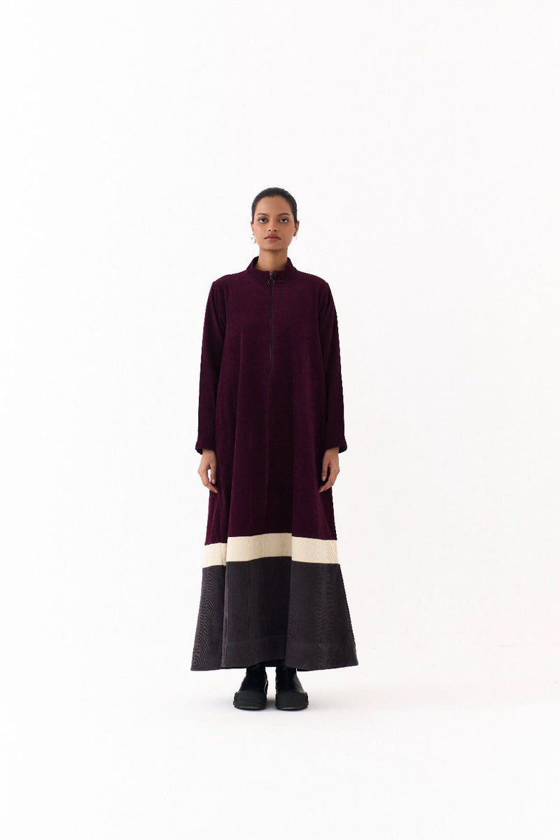 TURTLE NECK DRESS-WINE corduroy by THREE for women in Singapore