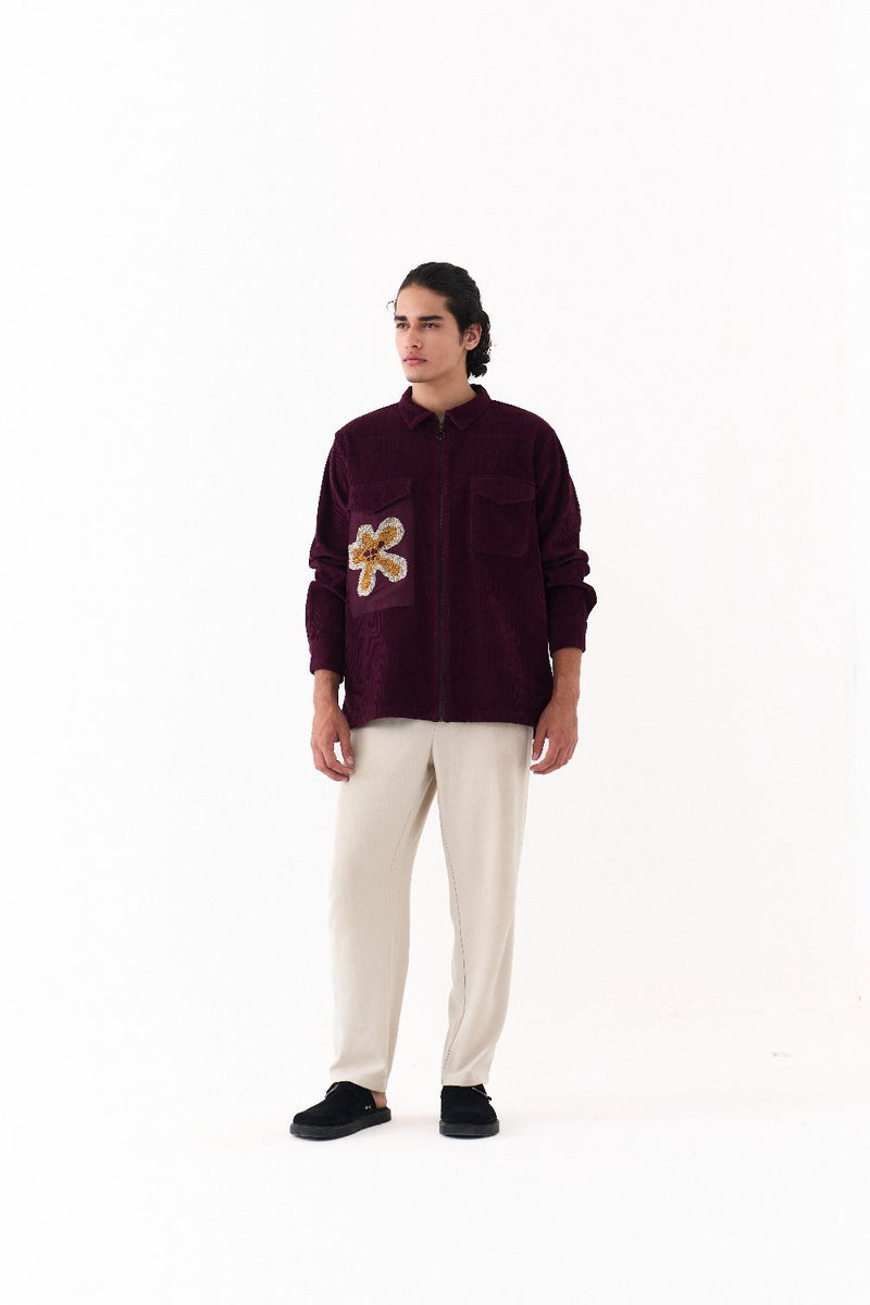 PATCH POCKET SHACKET-WINE corduroy by THREE Men for men in Singapore