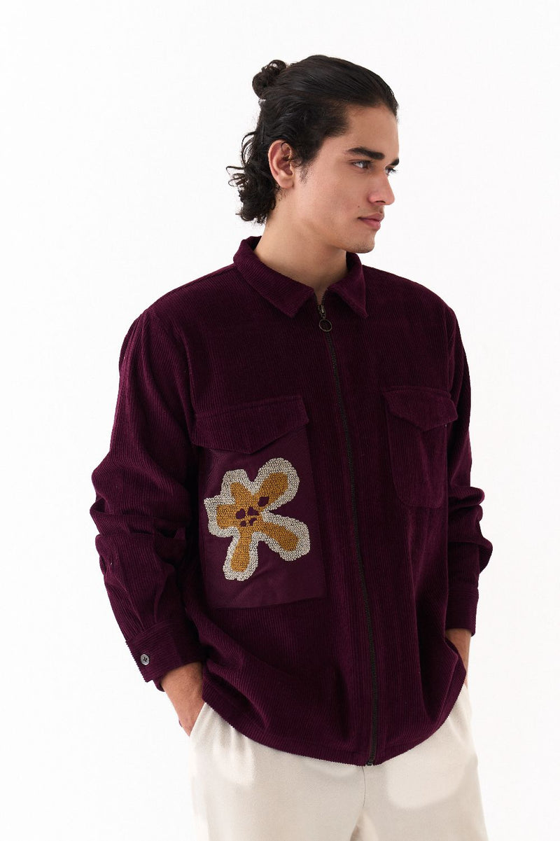 PATCH POCKET SHACKET-WINE corduroy by THREE Men for men in Singapore