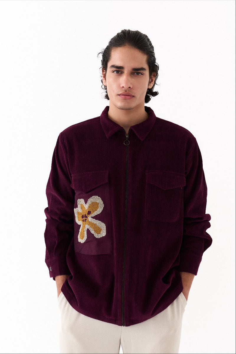 PATCH POCKET SHACKET-WINE corduroy by THREE Men for men in Singapore