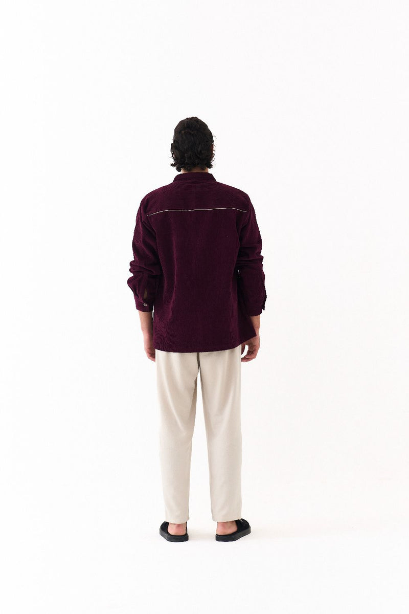 PATCH POCKET SHACKET-WINE corduroy by THREE Men for men in Singapore