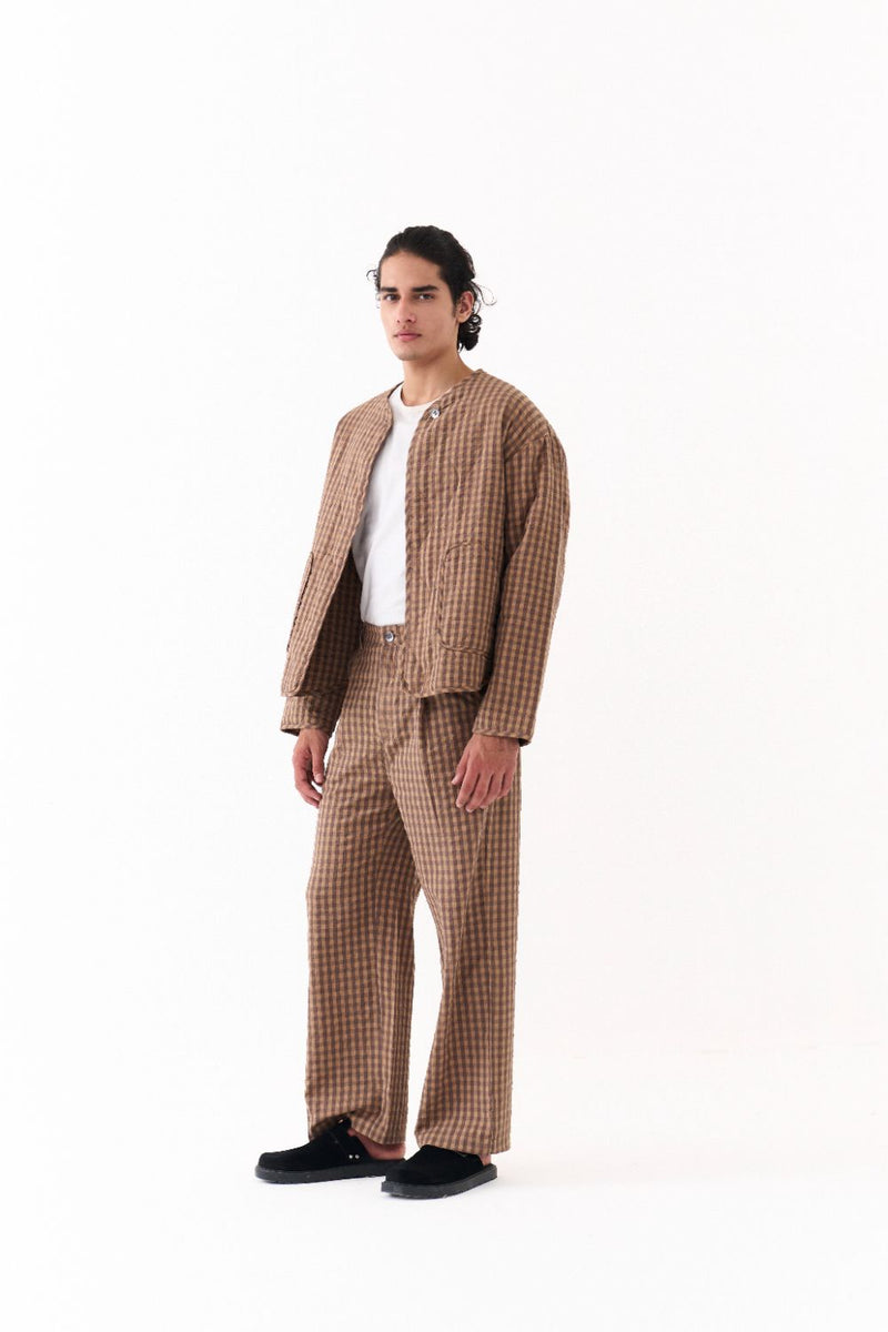 QUILTED BOMBER JACKET CO-ORD-DENIM BLUE mul by THREE Men for men in Singapore
