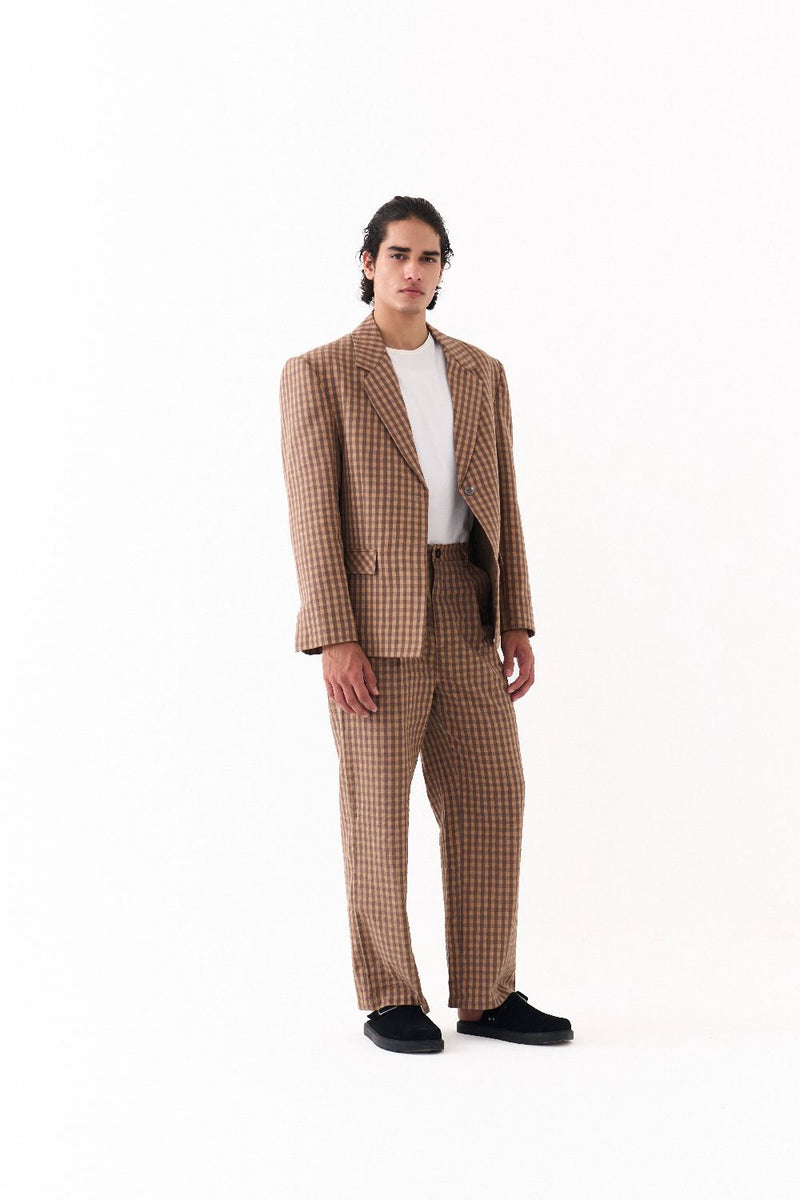 SINGLE BREASTED BLAZER CO-ORD-DENIM BLUE mul by THREE Men for men in Singapore