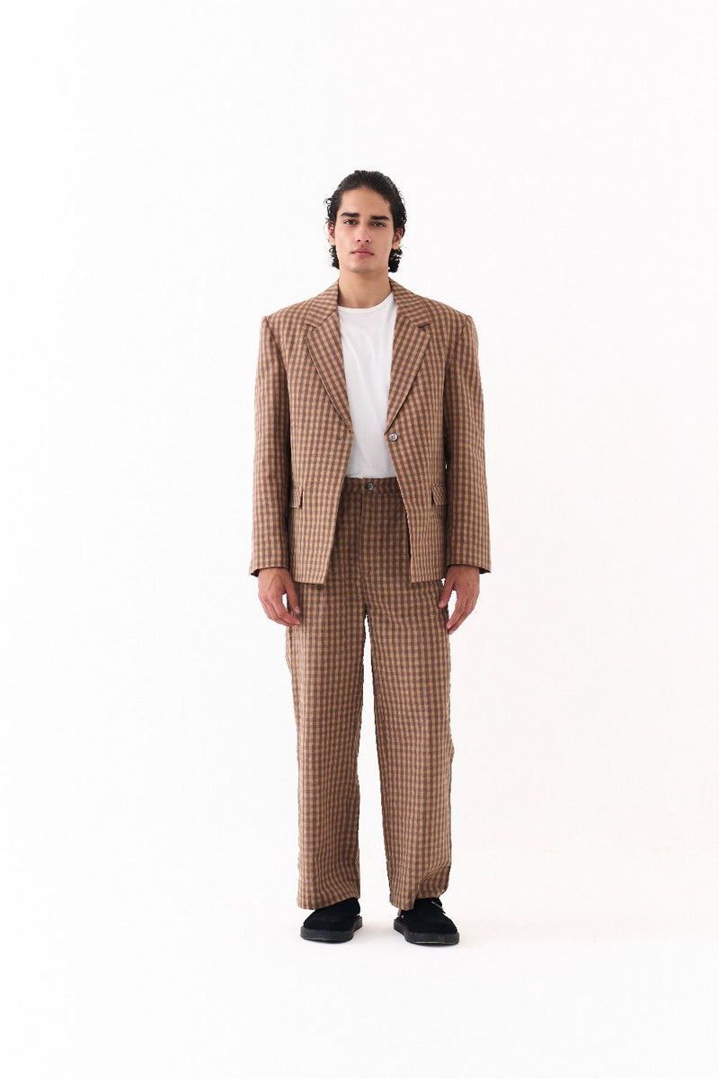 SINGLE BREASTED BLAZER CO-ORD-DENIM BLUE mul by THREE Men for men in Singapore