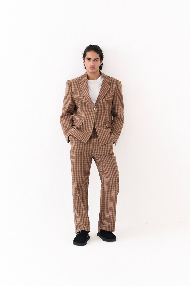 SINGLE BREASTED BLAZER CO-ORD-DENIM BLUE mul by THREE Men for men in Singapore