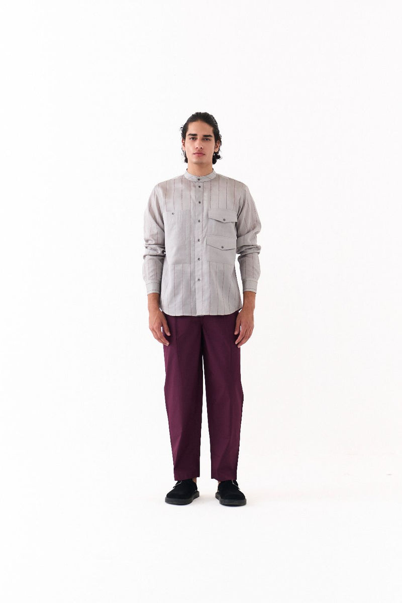 FRONT PLEAT BOTTOM-WINE poplin by THREE Men for men in Singapore