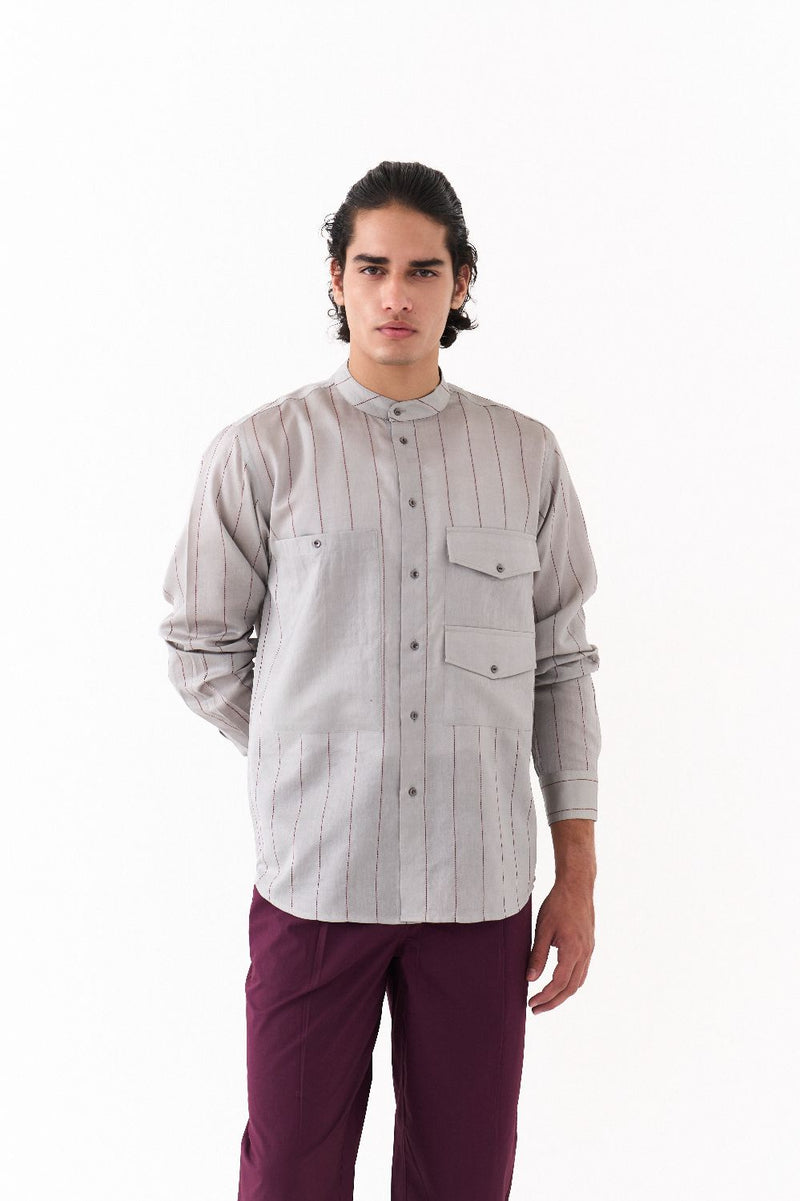 FRONT PLEAT BOTTOM-WINE poplin by THREE Men for men in Singapore