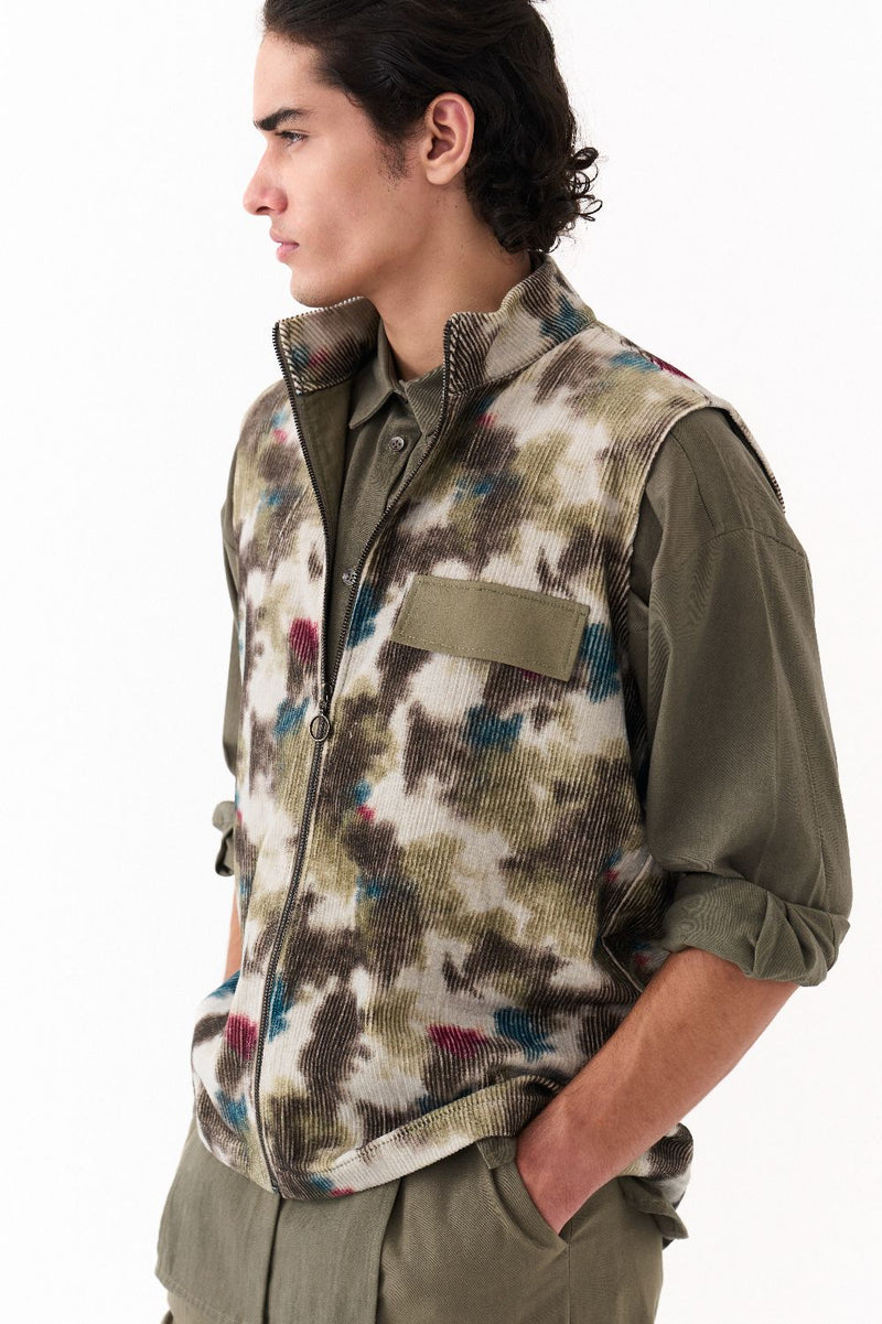MULTI PANEL SHIRT-OLIVE twill by THREE Men in olive color for men in Singapore