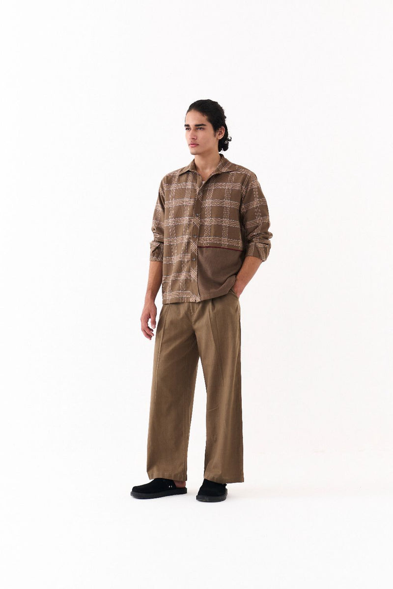 SOLID PANEL SHIRT CO-ORD-DENIM BLUE by THREE Men for men in Singapore