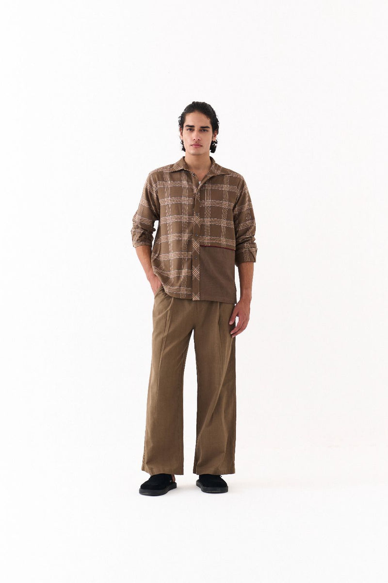 SOLID PANEL SHIRT CO-ORD-DENIM BLUE by THREE Men for men in Singapore