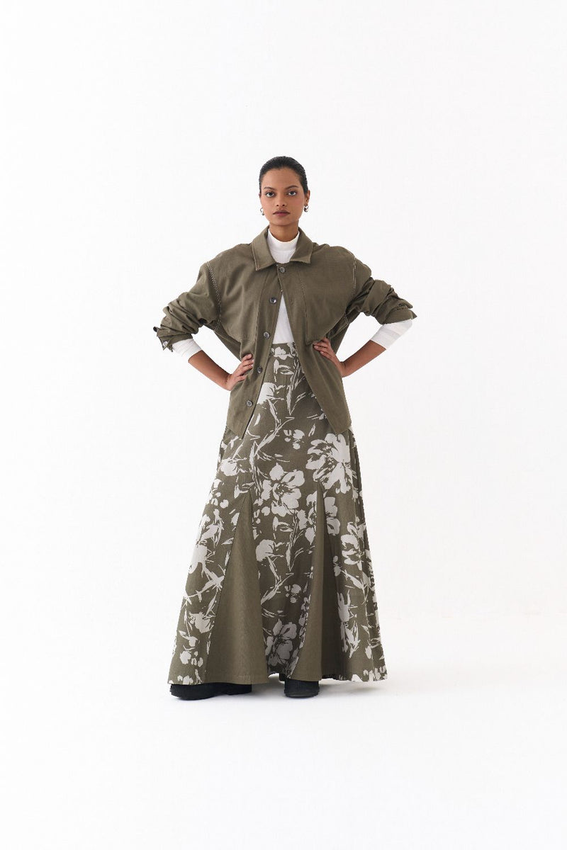 UNISEX JACKET-OLIVE twill by THREE in olive color for women in Singapore