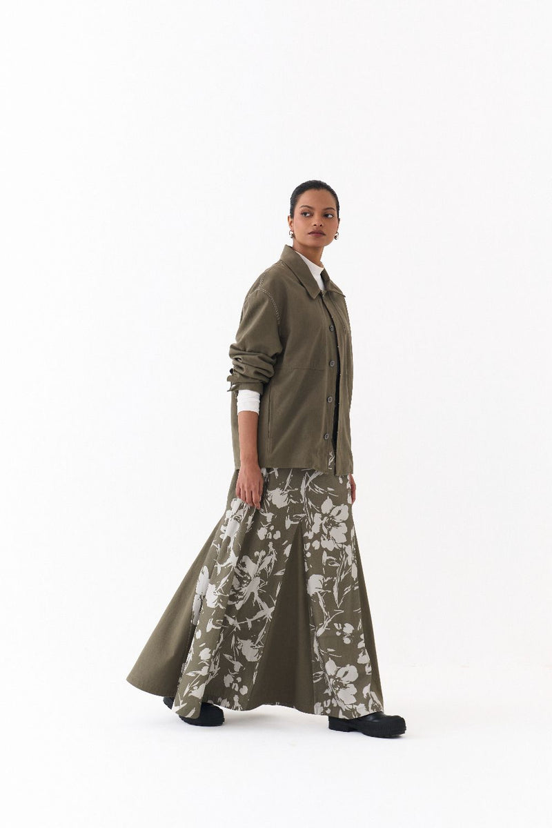 UNISEX JACKET-OLIVE twill by THREE in olive color for women in Singapore