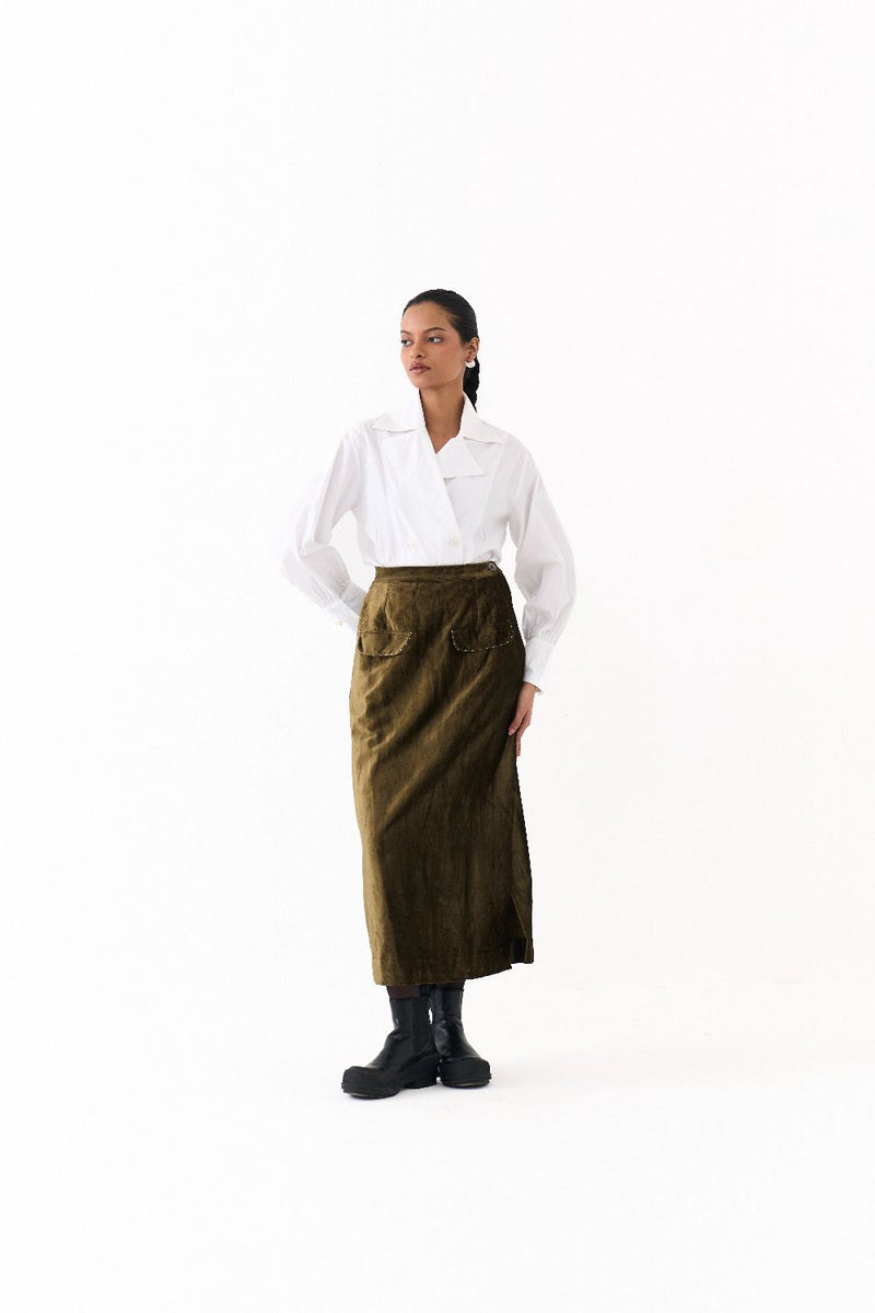 DOUBLE BREASTED COLLARED SHIRT-WHITE poplin by THREE in white color for women in Singapore