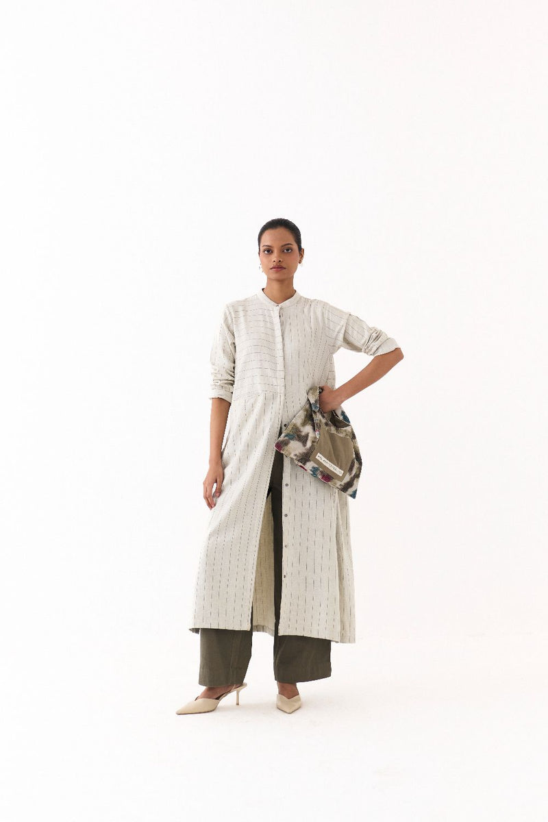 BACK GATHER JACKET CO-ORD (SET OF 2)-BEIGE & OLIVE twill by THREE for women in Singapore