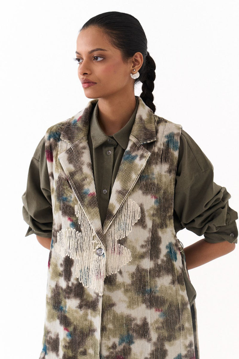 FLORAL WAISTCOAT -MULTICOLOUR mul by THREE in multi color for women in Singapore