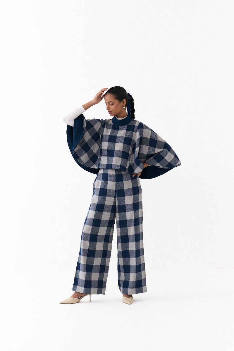 REVERSIBLE PONCHO CO ORD
(SET OF 2)-NAVY by THREE in navy color for women in Singapore