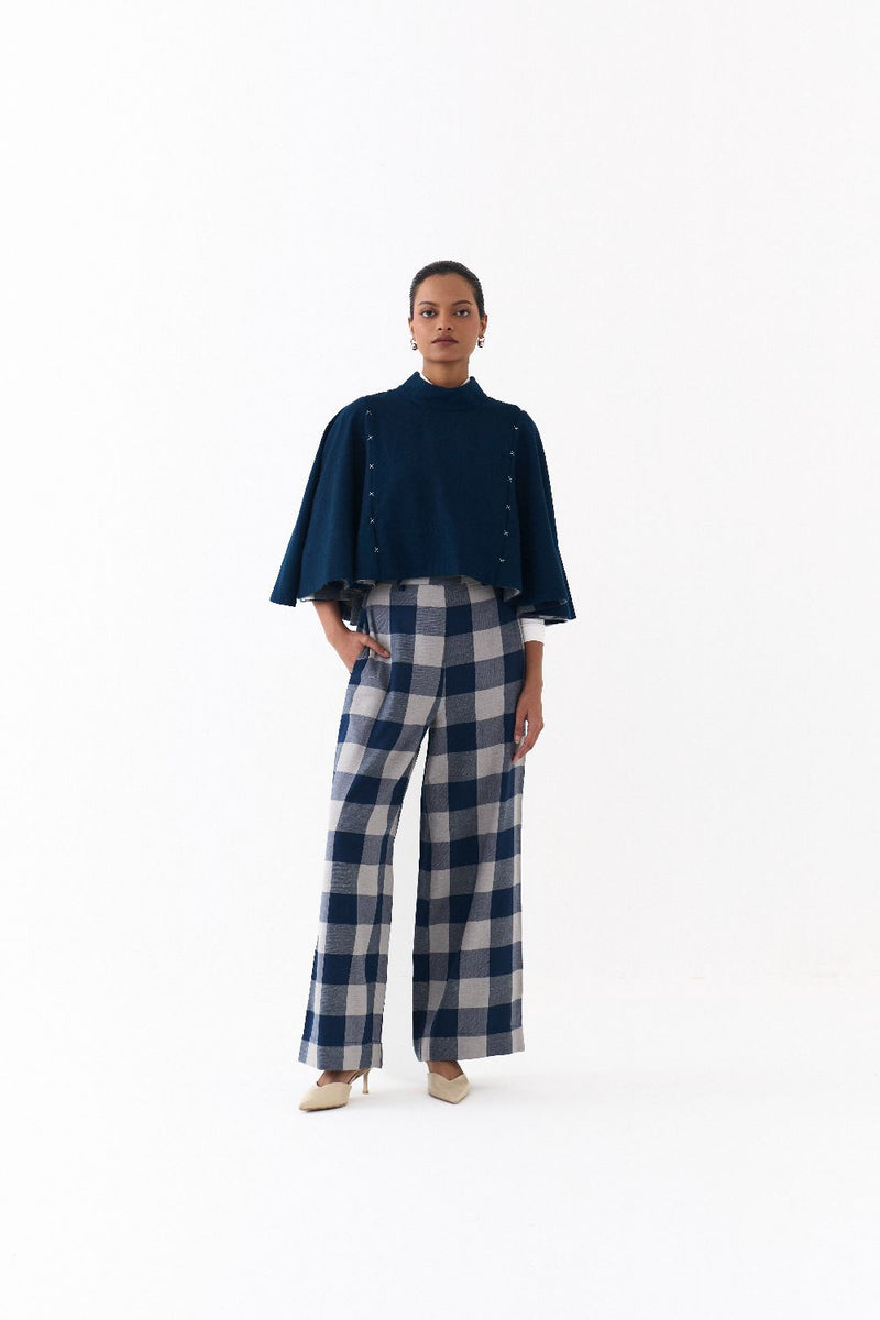REVERSIBLE PONCHO CO ORD
(SET OF 2)-NAVY by THREE in navy color for women in Singapore