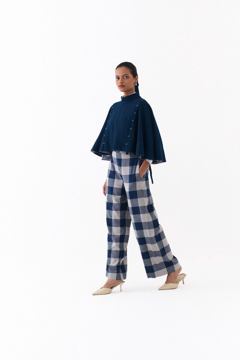 REVERSIBLE PONCHO CO ORD
(SET OF 2)-NAVY by THREE in navy color for women in Singapore