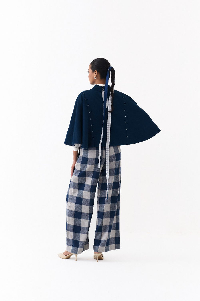 REVERSIBLE PONCHO CO ORD
(SET OF 2)-NAVY by THREE in navy color for women in Singapore
