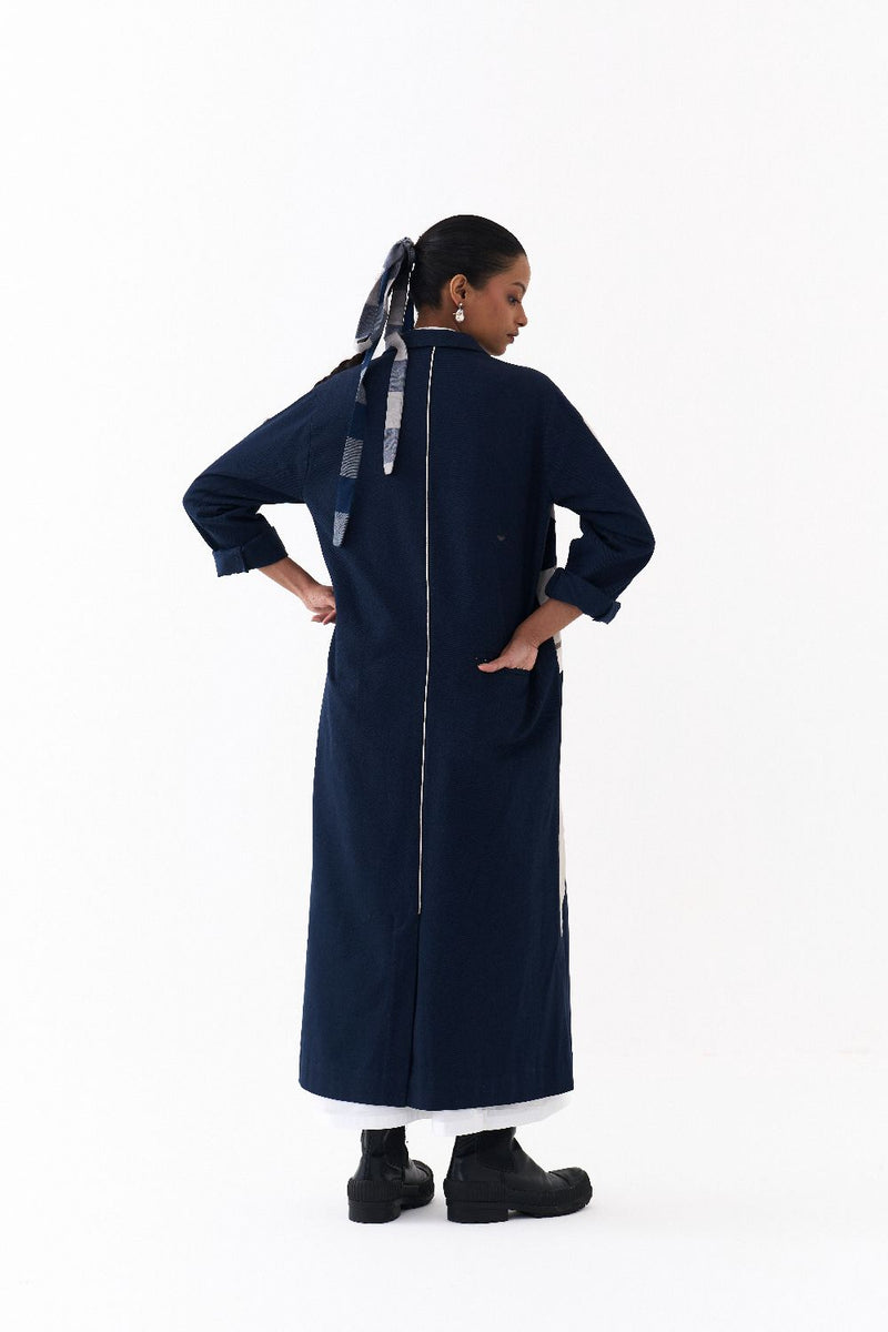 FLORAL APPLIQUE JACKET CO ORD
(SET OF 2)-NAVY & WHITE 100% cotton by THREE in navy color for women in Singapore