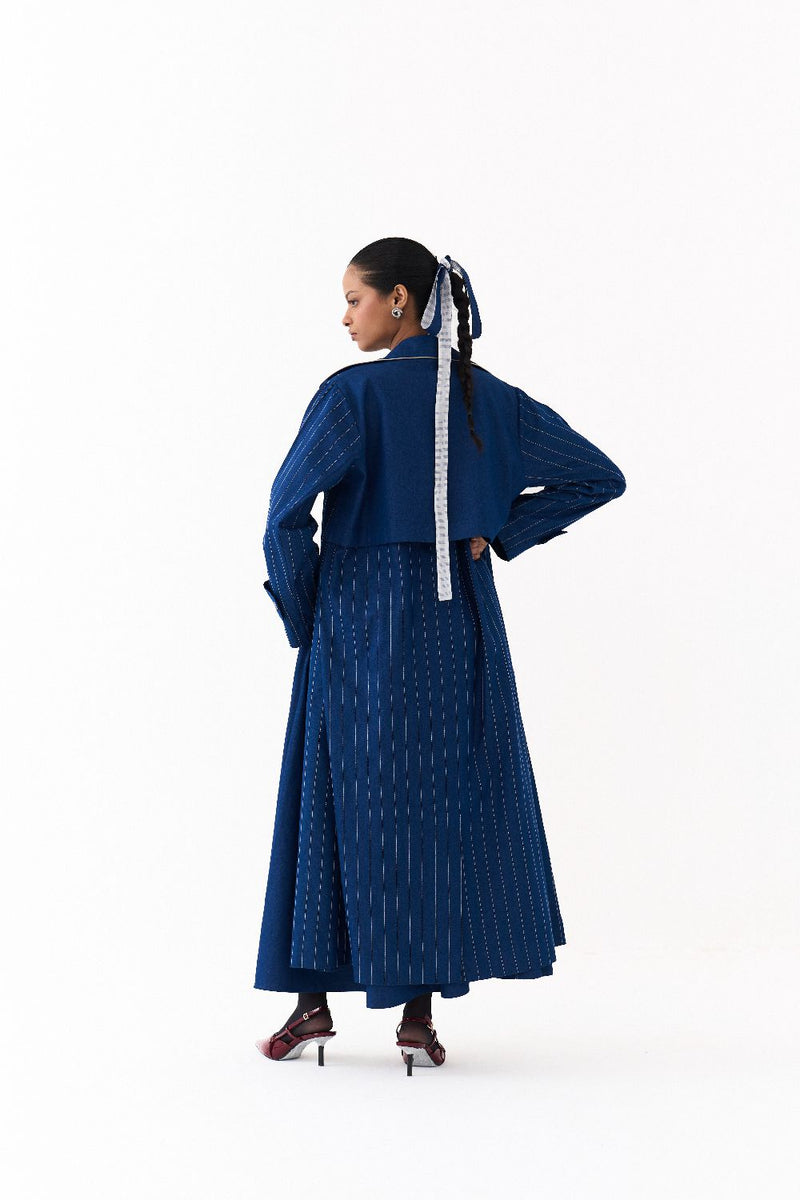 CORSET DRESS CO ORD
(SET OF 2)-DENIM BLUE by THREE in blue color for women in Singapore
